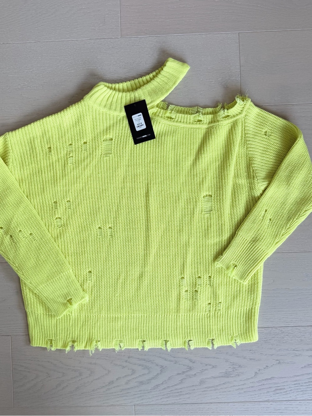 Fashion Nova Tore Up Over You Sweater in Lime, Size M - NWT